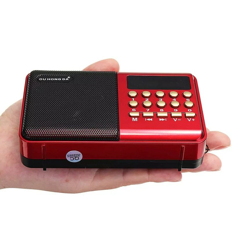 Mini Radio portátil de mano recargable Digital FM USB TF reproductor de MP3 altavoz dispositivos suministros