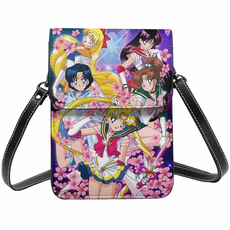 Cartera cruzada de Anime Sailor Moon, bolso de hombro para teléfono móvil, monedero para teléfono móvil