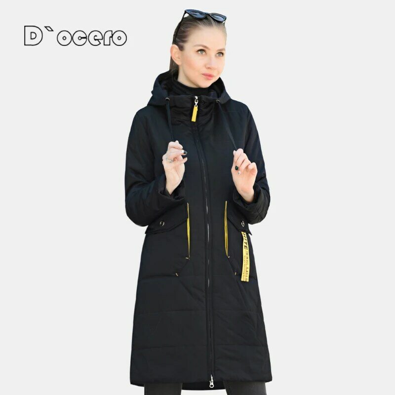 DOCERO 2021 NEW Spring Autumn Jacket Women Hot Sale Thin Cotton Coat Long Plus Size Hooded Parkas Fashion Warm Quilted Outwear