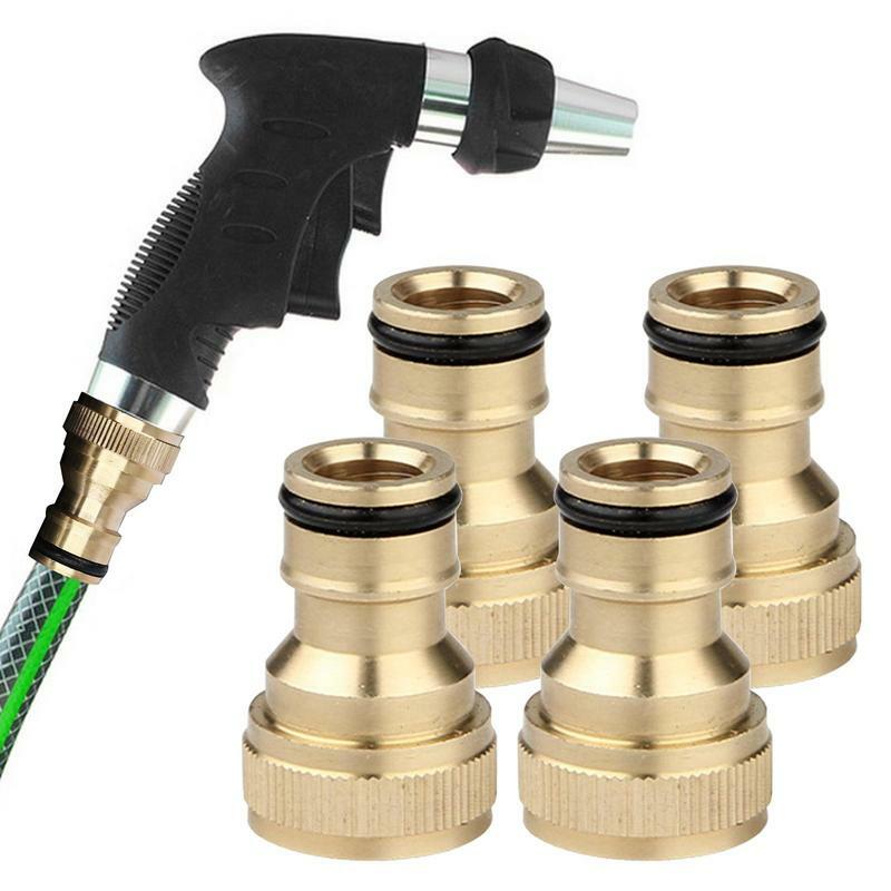 Hose Quick Connect 4pcs Brass 1/2in Garden Hose Adapter End Repair Connector With Rubber Gasket Male Female Garden Hose Fittings