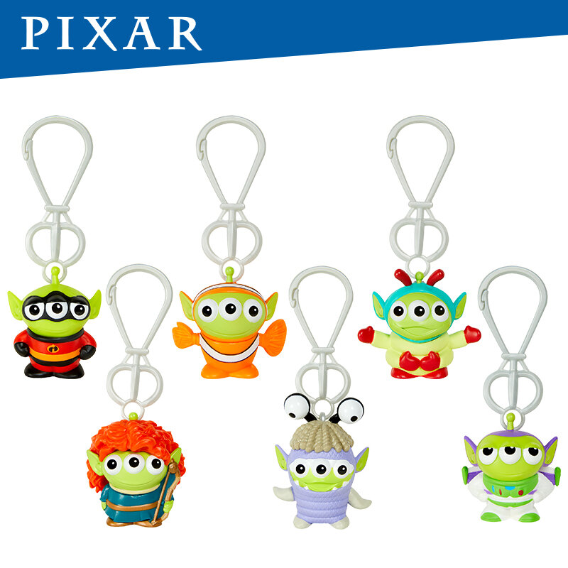 Original Pixar Alien Remix Keychain Buzz Lightyear Merida Boo Key Chain Gag Decoration Clip Pedant Anime Figure Mini Gifts Toys