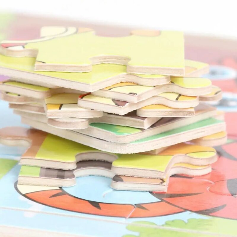 미니 크기 15*15*1cm 아이 장난감 나무 퍼즐 아이들을위한 나무 3D 퍼즐 퍼즐 아기 만화 동물/교통 퍼즐 교육 장난감