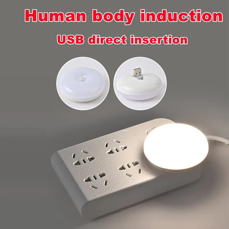 Interruptor táctil con Sensor de luz LED, lámpara de inserción directa por USB, luces nocturnas con Sensor de movimiento PIR para dormitorio, escalera y armario