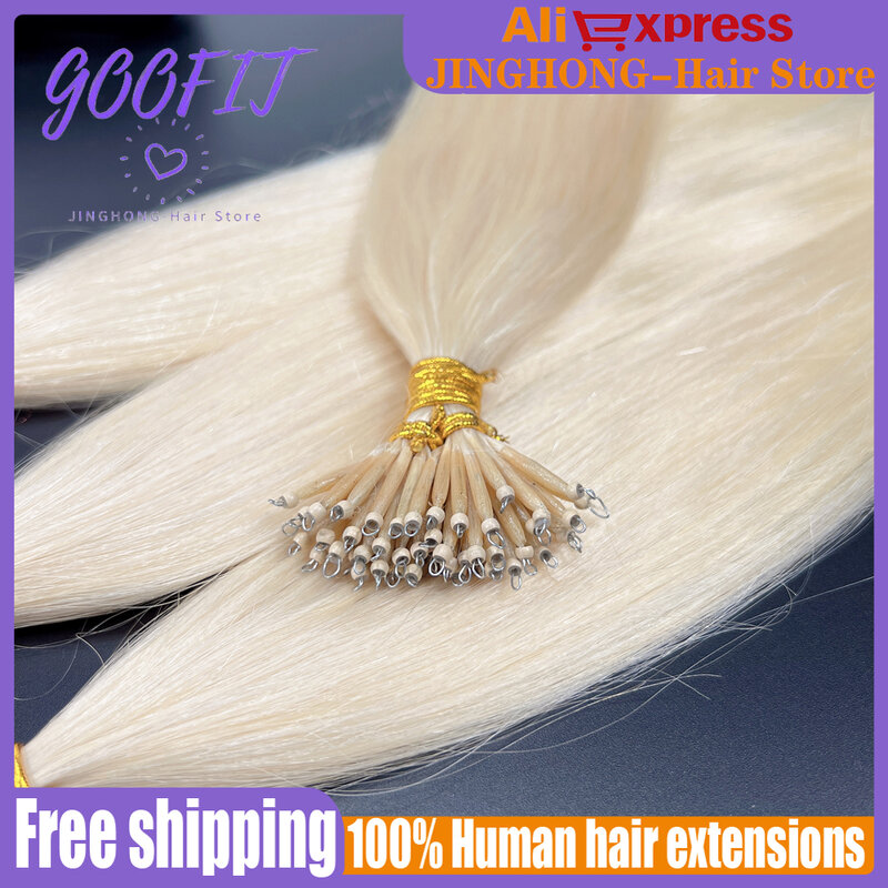 GOOFIT16 "-20" doczepy z ludzkich włosów końcówka Nano pierścionek 100% Remy ludzki włos doczepy z ludzkich włosów mikro koraliki podwójne wyciągnąć 0.5 G/s