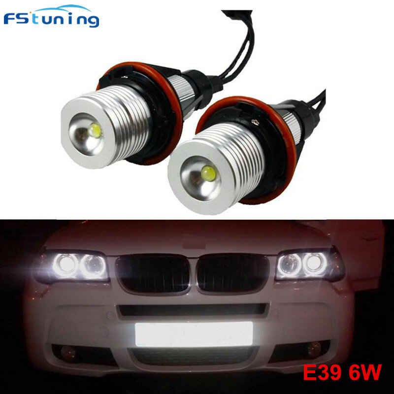FSTUNING 12W E39 LED anioł oczy Marker żarówki reflektorów dla BMW E39 X5 E53 E60 E61 E63 E64 E65 E66 E87 BMW Angel Eyes żarówka