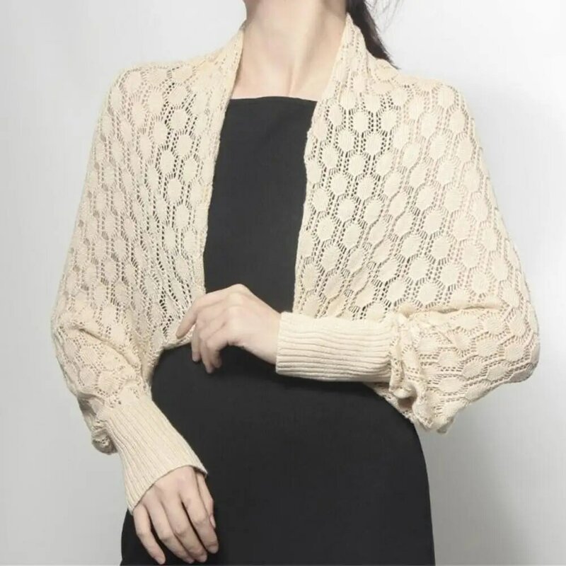 Comfortable Loose Type Keep Warm Hollow Out Women Shawl for Home Wear