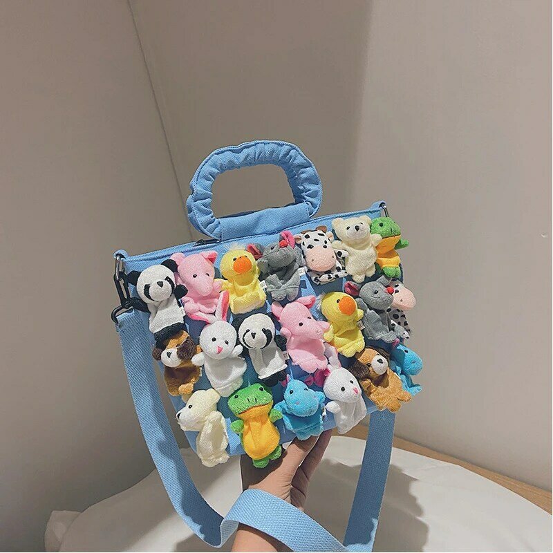 Borsa Tote in tela per donna 2023 Shopper Bag borse firmate di lusso Crossbody Fashion Creative Cute Cartoon Doll borse a tracolla
