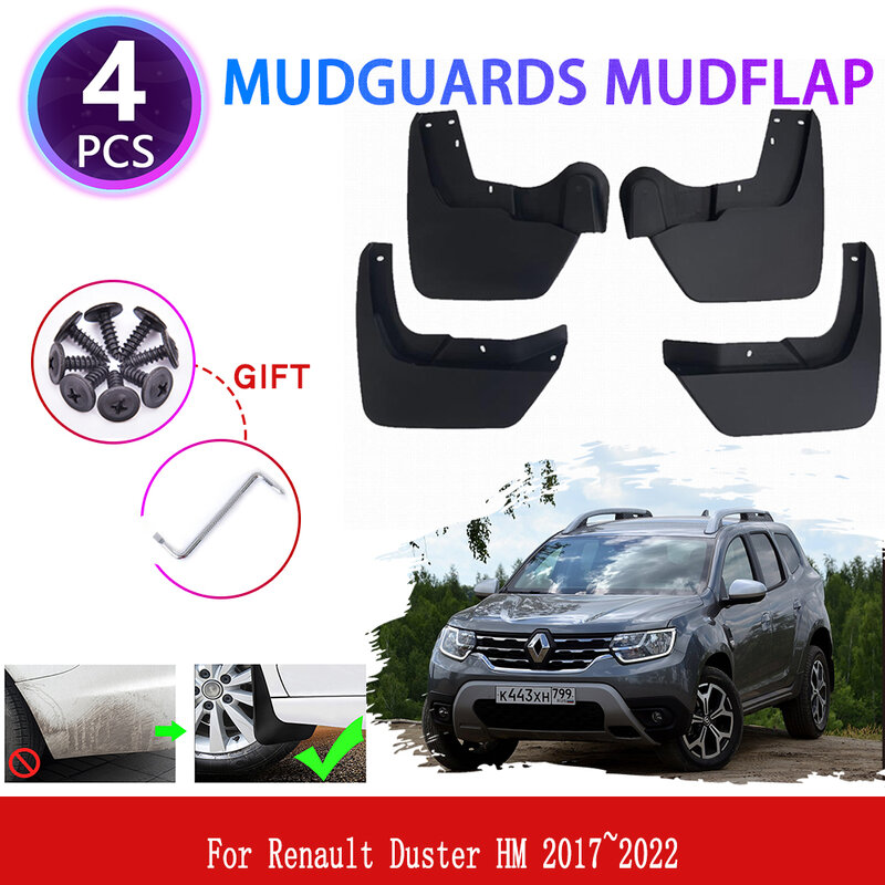 For Renault Duster HM 2017~2022 2018 2019 Mudguards Mudflaps Fender Flap Splash Front Rear Mud Styling Guards Cover Accessories