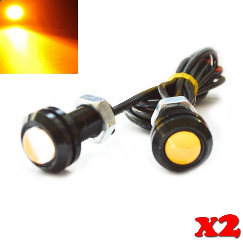 2x1.5 واط سيارة ودراجة نارية LED النسر العين الغيار ضوء الضباب تشغيل القيادة ضوء العنبر