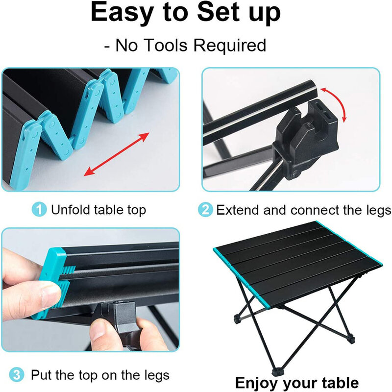 Portable Foldable Table Camping Outdoor Furniture Computer Bed Tables Picnic，Aluminium Alloy Ultra Light Folding Desk