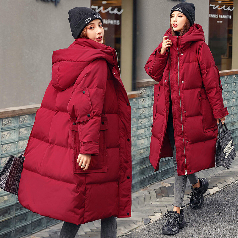 2022 여자 자켓 겉옷 90% 화이트 오리 특대 한국어 버전 겉옷 느슨한 캐주얼 Fattening 짙어지면서