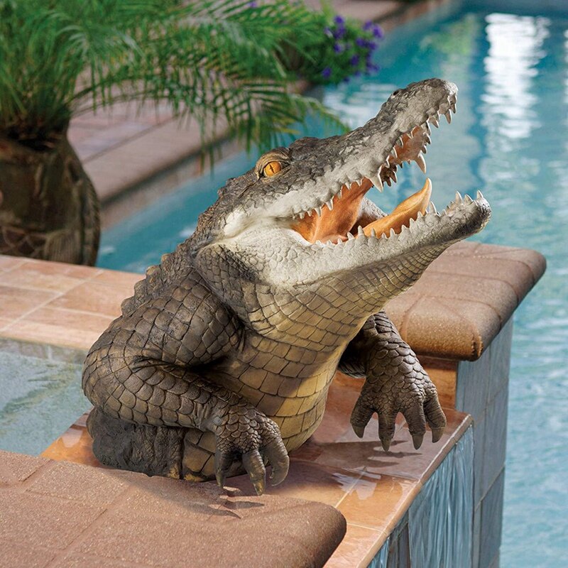 Cabeça de crocodilo ornamentos, pátio lagoa, animal flutuante, piscina, decoração ao ar livre, jardinagem, 1 peça