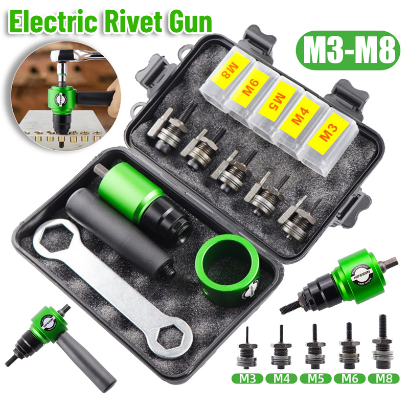 M3-M8 Electric Rivet Gun Self-Lock Rivet Nut Gun Drill Bit Adapter For Electric Drill/Hand Wrench Insert Nut Pull Riveting Tool