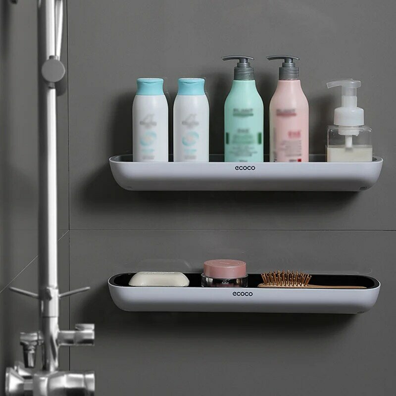 ECOCO-estantes Organizadores de baño, estantería de baño montada en la pared sin perforación, soporte de jabón, accesorios de baño, estante de Ducha