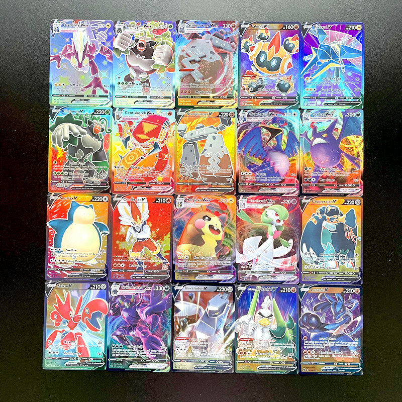 Cartas de Pokémon de 50 V, Vmax, caja TCG, sol y luna, evoluciones, juego Shinny, Gx Ex, juguete para niños, regalo de cumpleaños