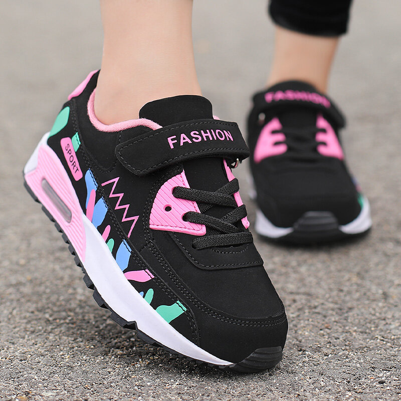 Модная детская обувь, розовые кроссовки для девочек, симпатичная спортивная обувь на платформе, дышащие удобные повседневные кроссовки, Ве...