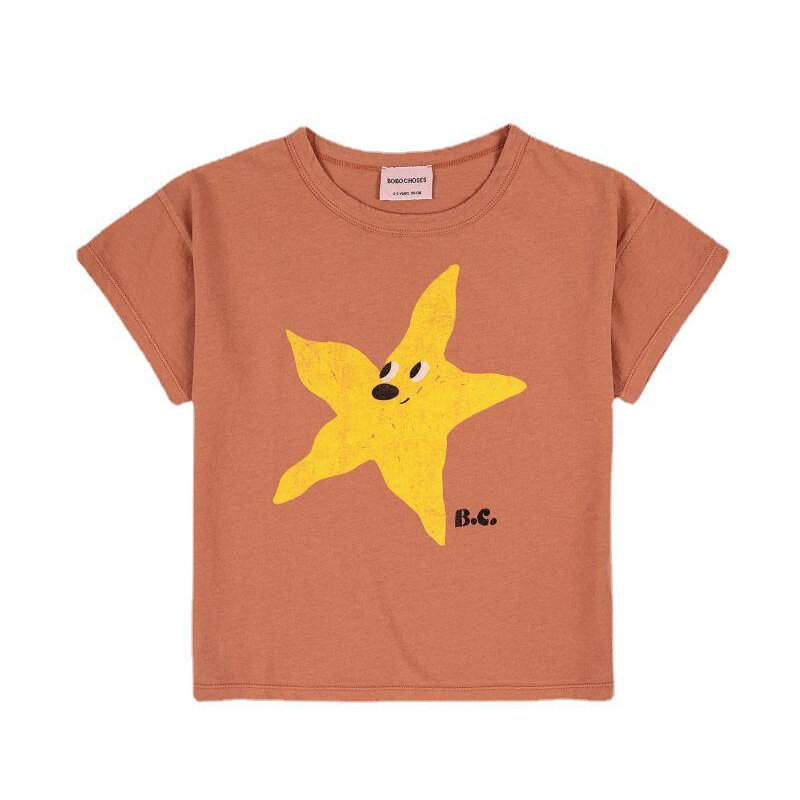 Camiseta de manga corta para niños y niñas, camisa transpirable con estampado de la serie BC, primavera y verano, 2023