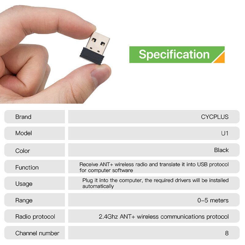 CYCPLUS Mini ANT+ USB Stick Wireless Receiver for Garmin Zwift Wahoo Micro USB Dongle ANT Adapter Sensor Bicycle Accessories