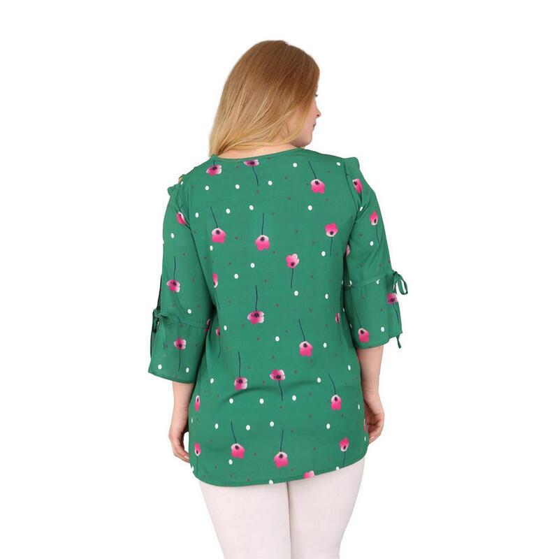 Fierte-Blusa informal de media manga con cuello en V para mujer, blusa femenina con estampado de flores, hombros descubiertos, color rojo, negro, azul marino, verde añil, Rg6412