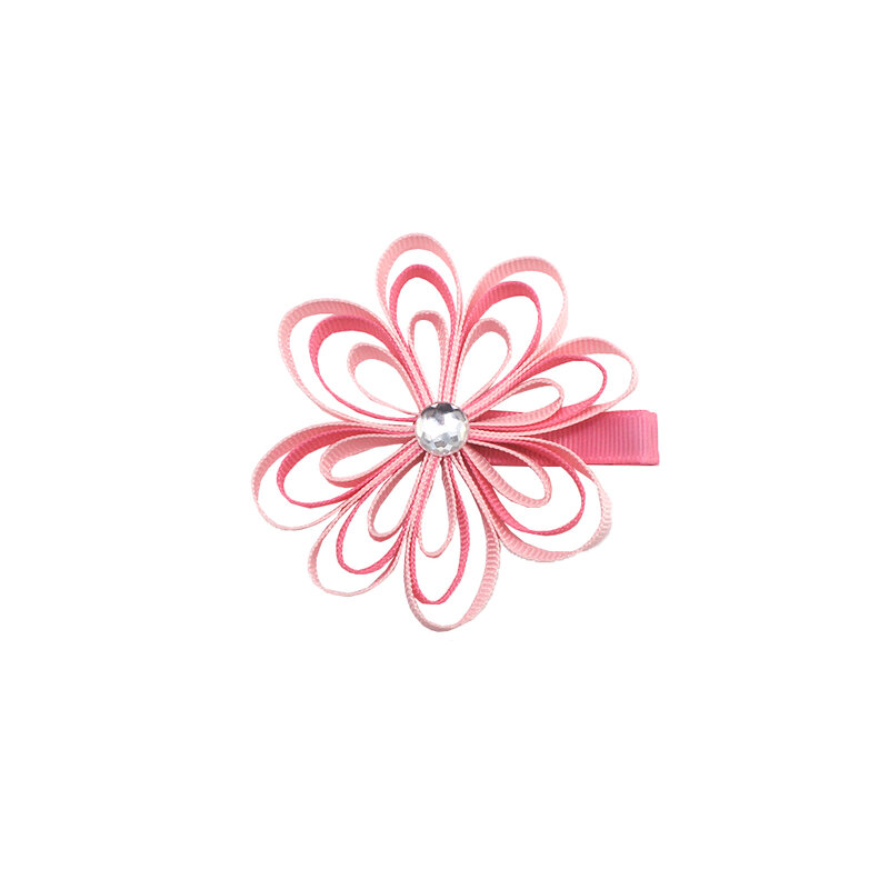 Horquilla con contraste de flores y perlas para niña, accesorios para el cabello hechos a mano, lazo de Boutique, 9 colores, 1 pieza