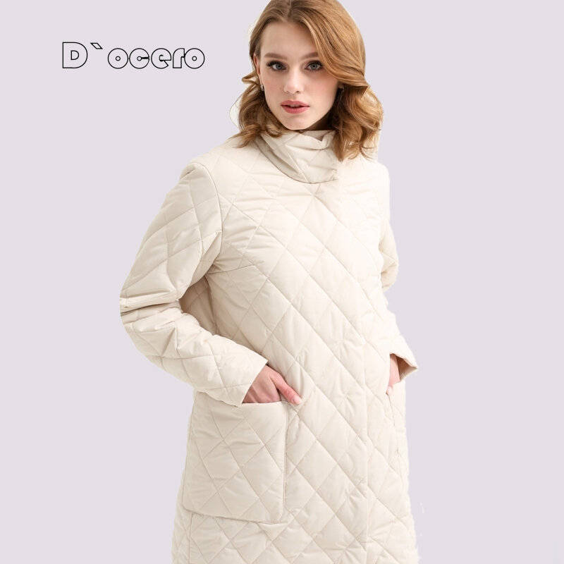 Doocero novo casaco feminino primavera 2022 longo moda jaqueta outono oversize outerwear quente gola roupas acolchoado parka