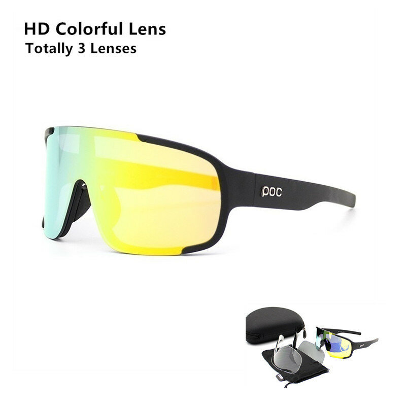 Gafas de sol de ciclismo para hombre y mujer, lentes de 3 lentes para bicicleta de montaña, POC