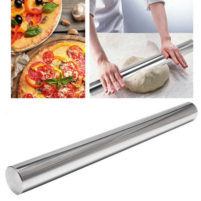Non-stick Kitchen DIY Rolling Pin Stainless Steel Baking Pizza Restaurant Fondant Cake Dough Roller