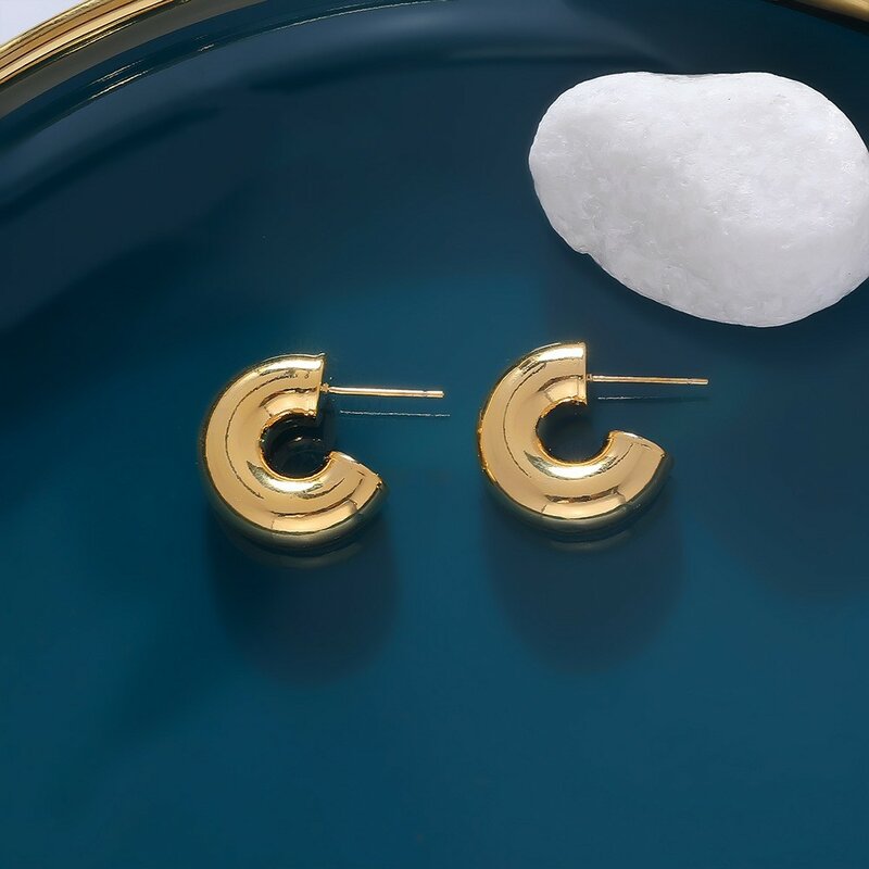 Boucles d'oreilles créoles pour femmes, empilables en forme de C, couleur or, grand cercle, Punk Hip Hop, bijoux à la mode, nouvelle collection 2022