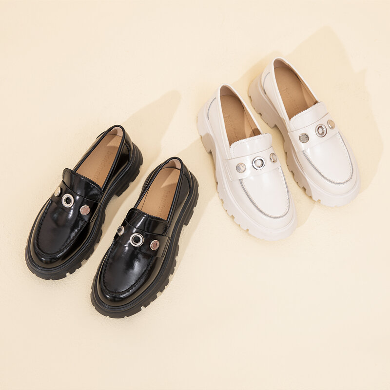 AIYUQI 여성용 로퍼 슬립 온 2022 신형 영국 스타일 소녀 학교 신발 여성용 정품 가죽 신발 제작