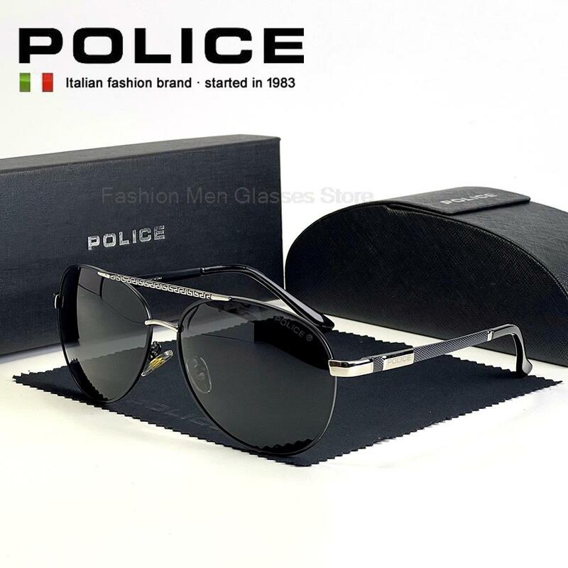 العلامة التجارية الفاخرة الشرطة النظارات الشمسية موضة الرجال الاستقطاب العلامة التجارية تصميم النظارات الذكور القيادة UV400