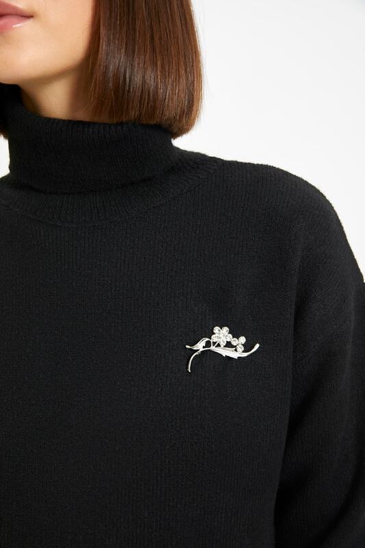 Trendformas suéter de malha com gola alta yol