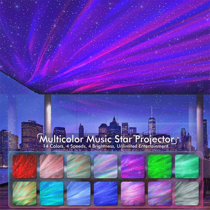 Noorderlicht Galaxy Projector Sterrenhemel Led Nachtlampje Bluetooth Speaker Star Projector Aurora Voor Kids Home Decor Slaapkamer