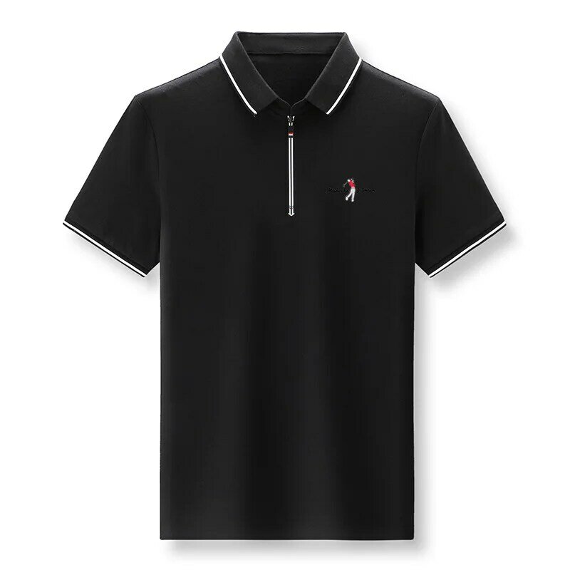 2022 Polos de golf para hombre de manga corta con media cremallera y solapa, camisetas informales de tendencia delgada, camisetas de buena calidad, ropa de diseñador de verano