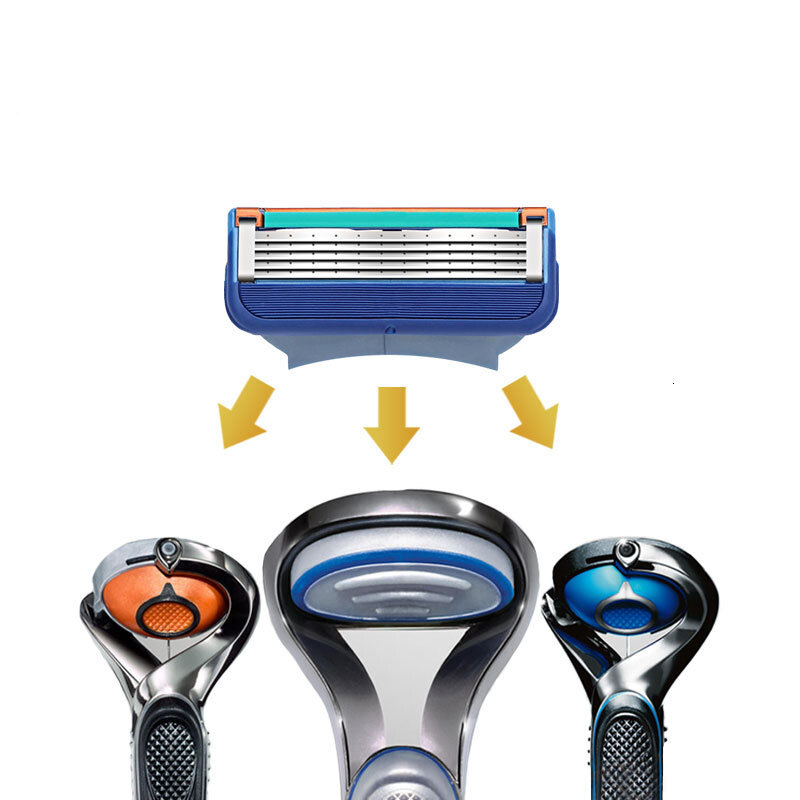 4 pçs/lote excelente barbear 5 camadas lâminas de barbear compatível para fuson para homens cuidados com o rosto ou mache 3