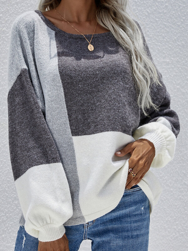Женский винтажный свитер в полоску, Свободный вязаный пуловер с длинным рукавом, в стиле оверсайз, Осень-зима 2022