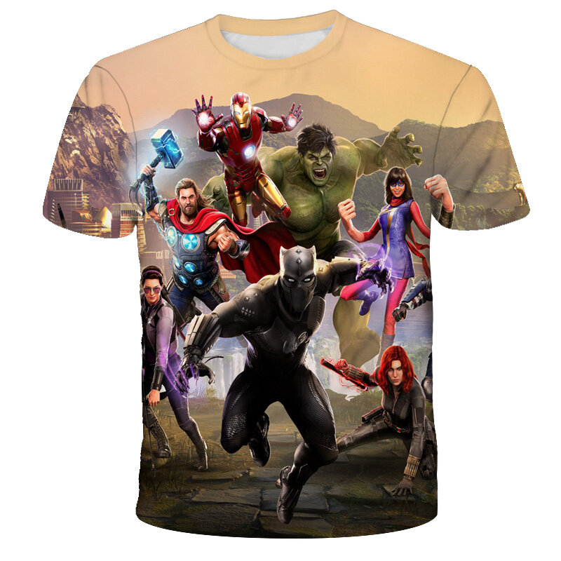 Marvel Series Summer Boys Graphic T-Shirt Boys Superhero Tops Tees Kids Spiderman Hulk Captain America T Shirt Children Clothes