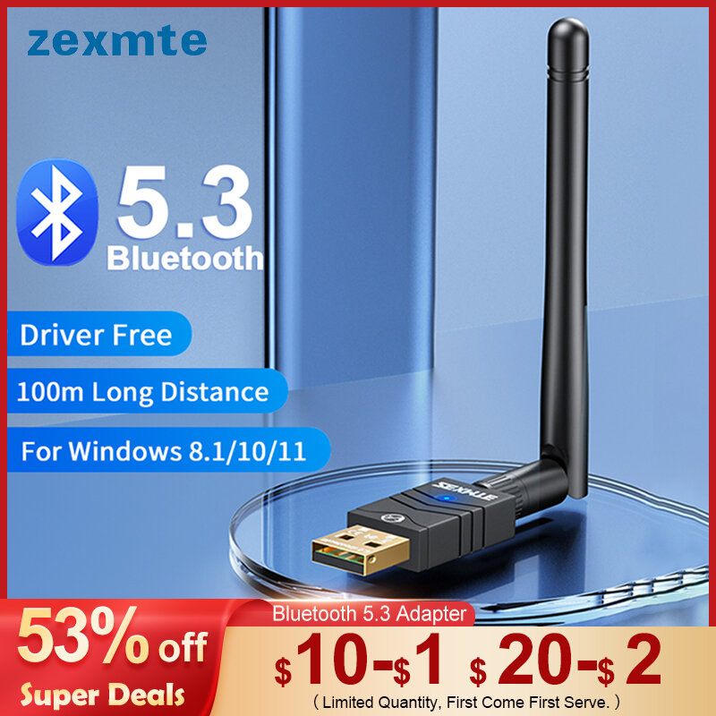 Zexmte 5,3 m Bluetooth 5,1 Adapter USB Bluetooth 5,0 Dongle Sender Empfänger für Windows Wireless Mouse Adaptador