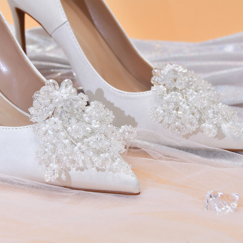 Toprqueen AP48 Sepatu Hak Tinggi DIY Warna-warni Tambalan Applique Pengantin Wanita Menjahit Pakaian Gaun Aksesori Sepatu Bot Pesta Pernikahan