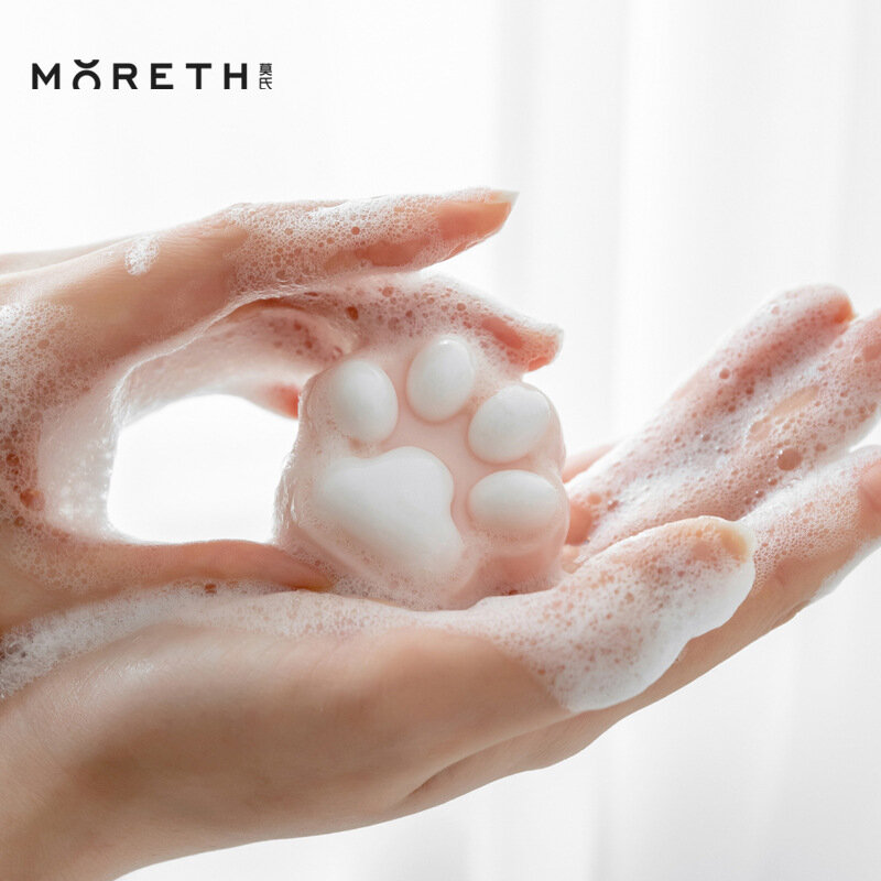45G Cute Cat Paw sapone fatto a mano piante oli essenziali idratante idratante pulizia del viso controllo dell'olio sapone sapone da bagno regalo