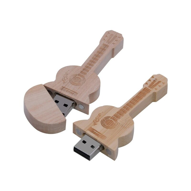 Clé USB 2.0 pour guitare, support à stylo en bois de bambou, 4GB, 8GB, 16GB, 32GB, 64GB, lecteur Flash, logo gratuit, disque u cadeau, 10 pièces/lot