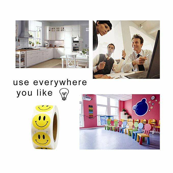 Smiley face adesivo 500 pces/rolo para crianças recompensa etiqueta pontos amarelos etiquetas sorriso feliz rosto adesivo crianças brinquedos