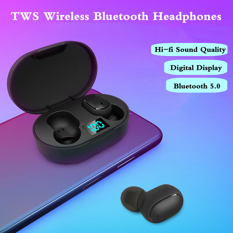 TWS E6S/A6S سماعة لاسلكية تعمل بالبلوتوث سماعات شاشة ديجيتال تقليل الضوضاء ذكي مرحبا فاي جودة الصوت الرياضة سماعات أذن استريو