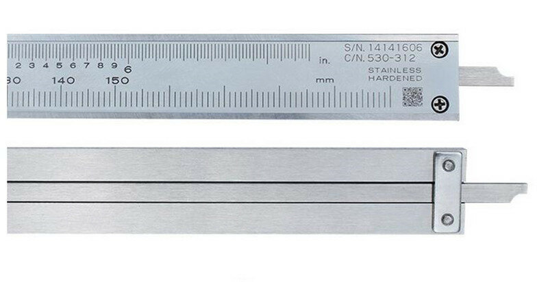 Mitutoyo-calibrador Vernier CNC de acero inoxidable, medidas de paso de profundidad interior exterior, medidas métricas, 530-118, 8 ", 0-200mm