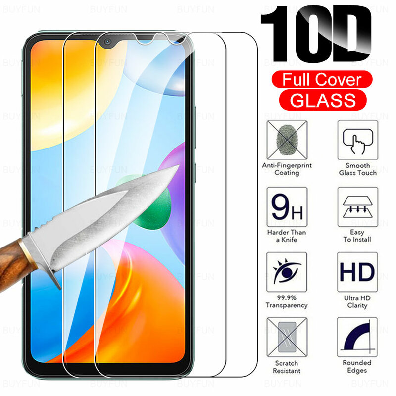 2 Pcs Tempered Glass For Xiaomi Redmi 10C Full Cover Screen Protector Film For Redmi 10C 220333QBI C10 Protective Glass