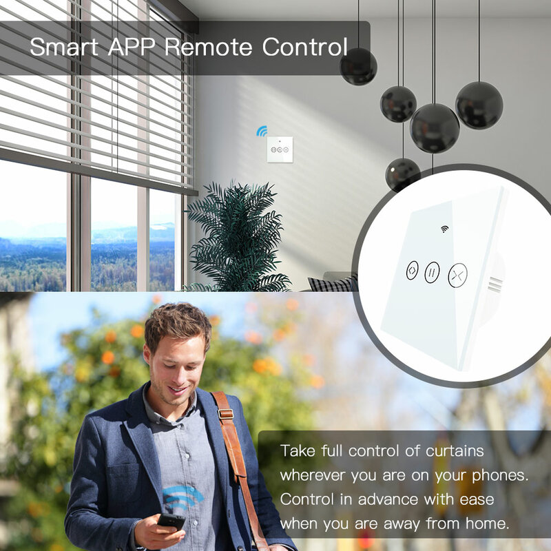 WiFi RF433สมาร์ทTouchผ้าม่านลูกกลิ้งผ้าม่านสวิทช์มอเตอร์Tuya Smart Life Appรีโมทคอนโทรลทำงานร่วมกับAlexa Google Home