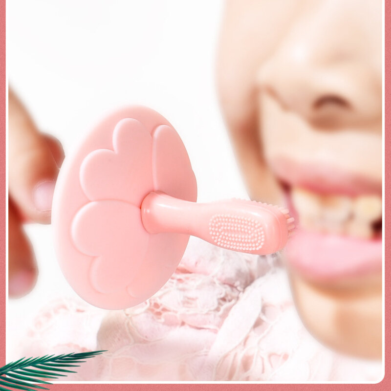 Cepillo de dientes de entrenamiento de silicona suave para niños, herramienta de cuidado Dental, sin BPA, artículos para bebés