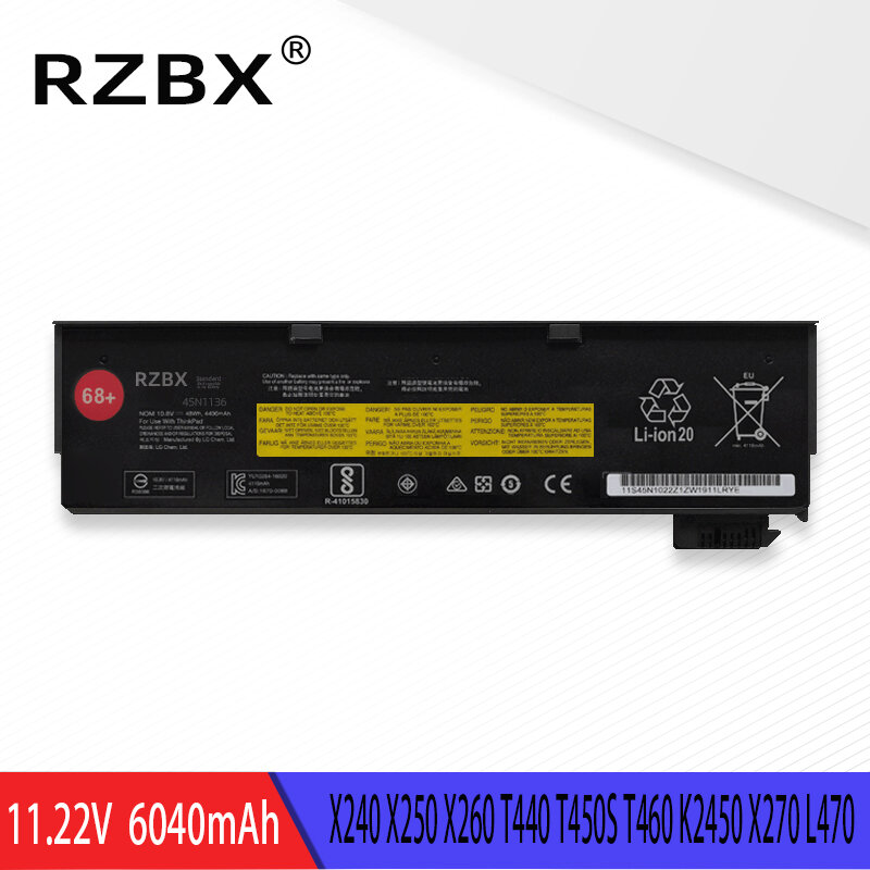 RZBX แบตเตอรี่แล็ปท็อปสำหรับ Lenovo ThinkPad X250S T440i T460 L450S W550 121500213 121500214 45N1124 45N1125 45N1127/1128/1132/1133