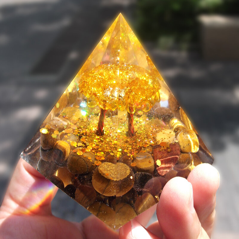 Ametista cristal pirâmide orgonita cura gerador de energia pirâmide sorte reunir fortuna emf proteção meditação artesanato 5cm