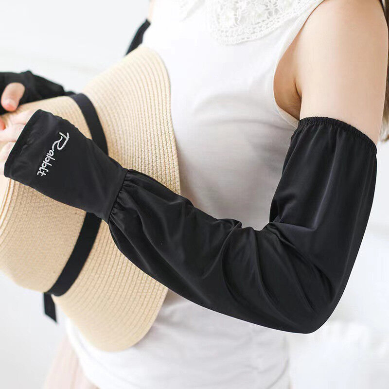 1pair Loose Sunscreen Driving Ice Silk Sleeve  Women Sports UV Protection Hand Cover Girl Running Fishing Cycling Driving Gloves
