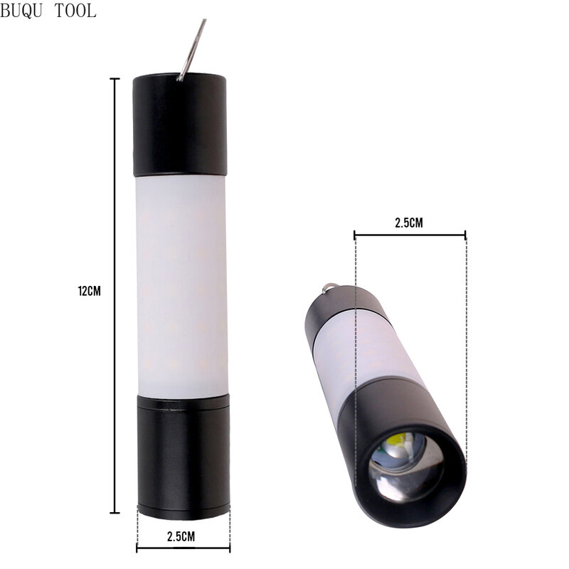 Lampe de poche à suspendre Rechargeable par USB, alliage d'aluminium et ABS, Zoomable, torche LED pour tente de Camping, veilleuse d'extérieur, 1 à 5 pièces